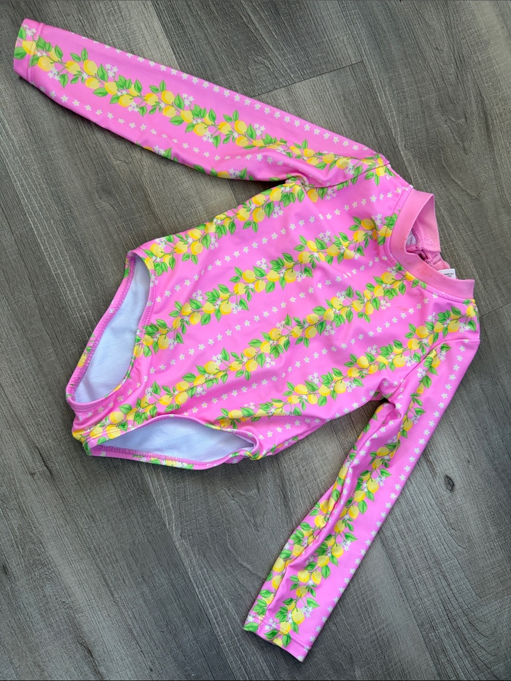 Cotton On Toddler Girls' Pink Lemon Print Long Sleeve Swimsuit